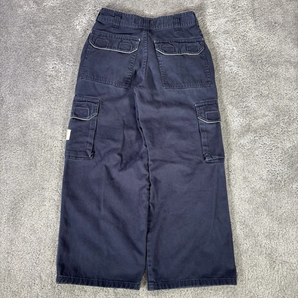 Vintage Sonoma Cargo Pants Youth Boys 8 Blue‎ Twill Wide Leg Baggy Utility Y2K